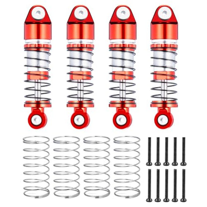 RCLIONS SCX24 Shocks 33mm Oil Shock Absorber for AXIAL SCX24 Deadbolt JLU Gladiator Base Camp 1/24th RC Crawler Car Upgrade Parts - color: Red