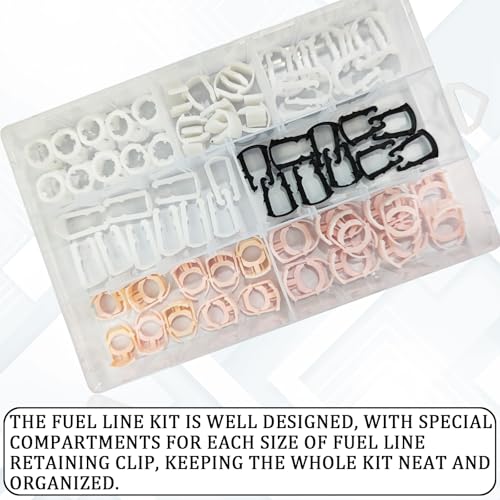 Fuel Line Retainer Clips, 3/8" & 5/16" Durable Nylon Gas Tank Repair Kit, 7 Size Fuel Line Retaining Clamp Assortment Replacement Kit Compatible with Ford, GM, Chrysler (160PCS) - size: 160PCS
