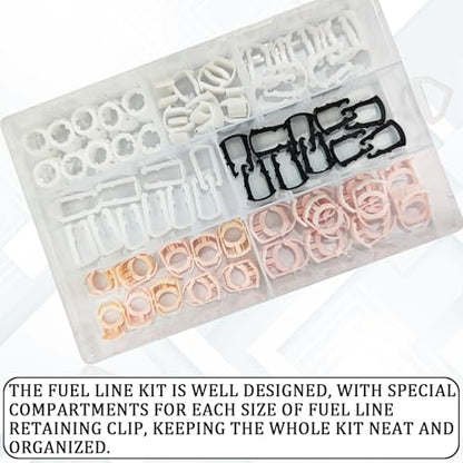 Fuel Line Retainer Clips, 3/8" & 5/16" Durable Nylon Gas Tank Repair Kit, 7 Size Fuel Line Retaining Clamp Assortment Replacement Kit Compatible with Ford, GM, Chrysler (160PCS) - size: 160PCS