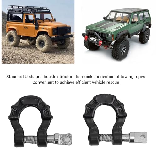 Metal Tow D Ring Shackle for 1/10 Axial SCX10 RC Crawler (Black) | Thick Alloy High Tensile Strength Firm Lock Para Exterior RC Off Road Rescue Towing Use - color: Black