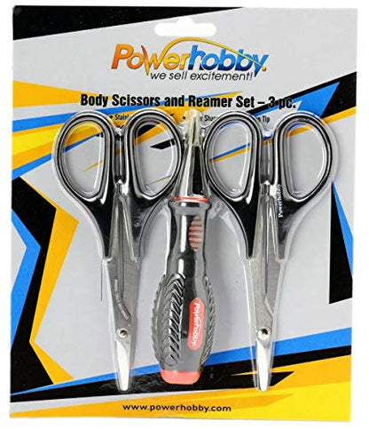 Powerhobby RC Body Tools Reamer & Scissors Set Curved Straight Combo