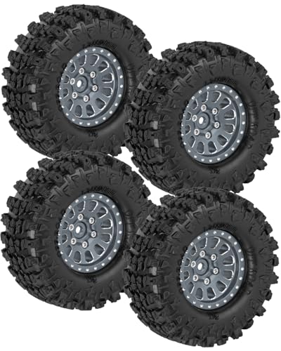 1.3 Beadlock Wheels 1.3 Beadlock Tires 1.3" RC Wheel and Tires Set for 1/18 TRX4M 1/24 SCX24 RC Crawler Car,Alloy Aluminium 1.3 RC Wheel Rims Super Large Soft Tires,4pcs,Titanium - color: Titanium(4pcs)