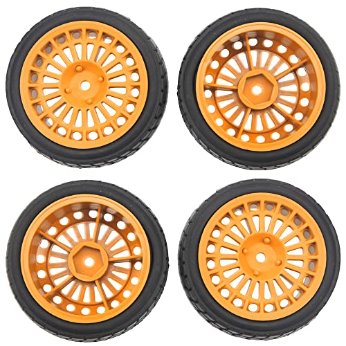 OD2.75'' Nylon 12mm Hex Hub Wheel Rims & Rubber Tires Compatible with HSP Tamiya HPI Traxxas 1/10 1/12 On-Road Car,WLtoys 144001 A959 124018 LaTrax RC Buggy (Brown) - color: Brown