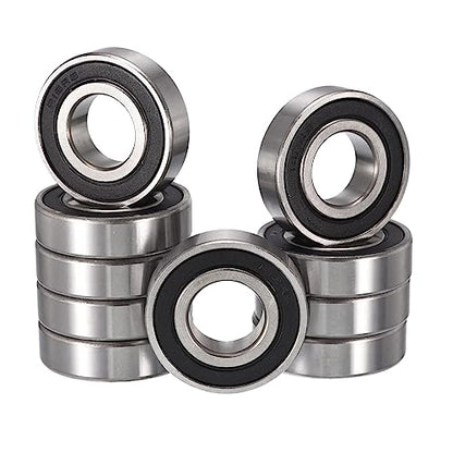 R12-2RS Deep Groove Ball Bearings, ID 3/4" x OD 1-5/8" x Width 7/16" Double Rubber Sealed Ball Bearing Pre-Lubricated Chrome Steel Z2 Lever 10pcs - size: R12-2RS 3/4"x1-5/8"x7/16"