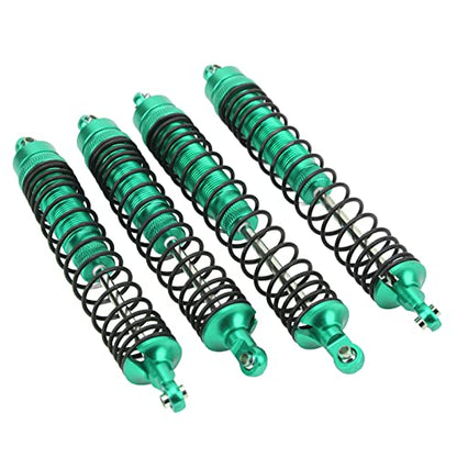 1/10 RC Shock Absorbers 150mm 135mm Aluminum Alloy 4mm Shaft 4-Piece Set, Adjustable Threaded Preload for Axial Ryft 4WD, OilFilled CoilOver Damping for Rock Crawling (Green) - color: Green