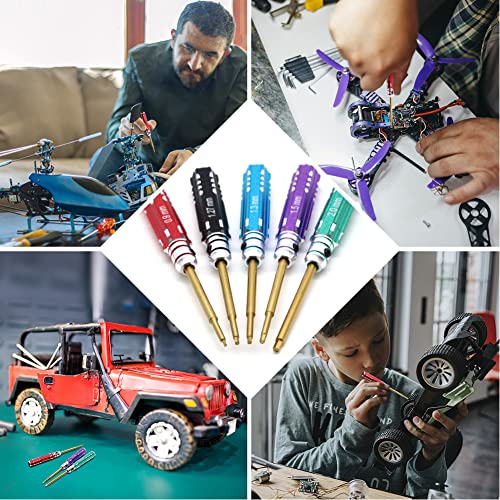 Mini 5pcs Screwdriver Set 0.9mm 1.27mm 1.3mm 1.5mm 2.0mm Multi Hex Driver Hexagon Screwdriver Wrench Tool Kit for Multi-Axis FPV Drone RC Car Quad Helis Repair