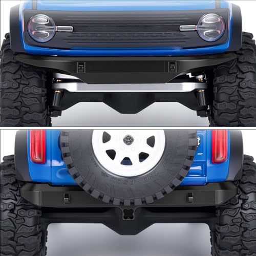Aluminum Front & Rear Bumper Set for 1/30 Scale RC Crawler Chassis, CNC Upgrade Bumpers with Mounting Screws (Black/Red) (Black) - color: Black