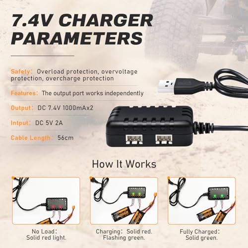 2S Lipo Battery 2500mAh 7.4V 80C High Discharge Rate Shorty Pack RC Batteries with XT60 Plug Fit for RC Airplane FPV Quadcopter Helicopter Drone Racing RC Hobby Model with 1TO2 Charger - style: XT60