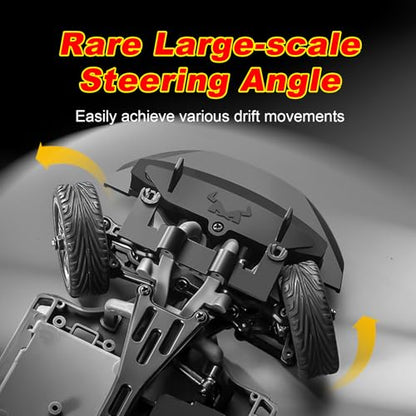 MN-268 RC Drift Car, 1:16 Scale High Speed 20 KPH Racing Drift Car with Gyro, LED Lights and Drift Tires, 2.4G Hobby RC Cars Gift for Adults and Teens (Silver) - color: Silver, size: 2 Batteries
