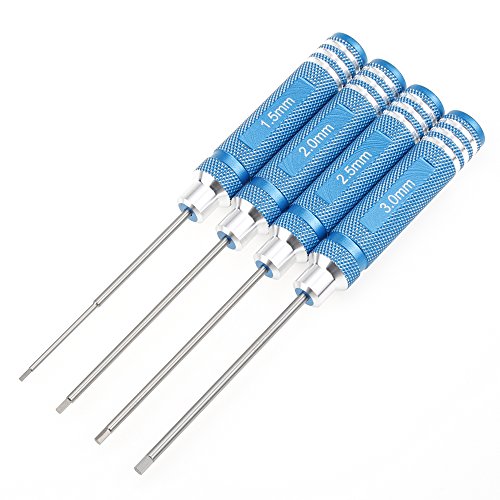 4pcs Aluminum Allen Hex Screwdrivers Key Driver Tool Set 1.5mm 2mm 2.5mm 3mm for RC Multi-Axis FPV Racing Drone RC Quadcopter Helicopter RC Car Models