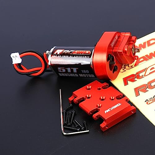 RCAWD Barrage 51T 180 Motor Metal Gearbox Combo Transmission Set for 1/24 ECX Barrage RGT FTX 1/24 Series Upgrades Part Red - color: Red