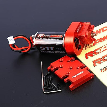 RCAWD Barrage 51T 180 Motor Metal Gearbox Combo Transmission Set for 1/24 ECX Barrage RGT FTX 1/24 Series Upgrades Part Red - color: Red