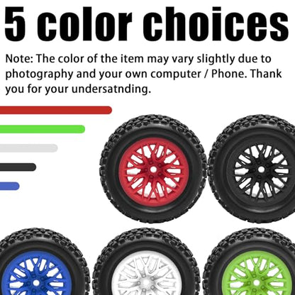 Pre-Glued 1/16 & 1/18 RC Monster Truck Tires, Soft Rubber Tire and Nylon Wheels Rims with 12mm hex Compatible with ARRMA 1/18 Granite/Typhon Grom, WLtoys A949, MJX Hyper Go H16 RC Buggy, 4PCS (Green) - color: Green