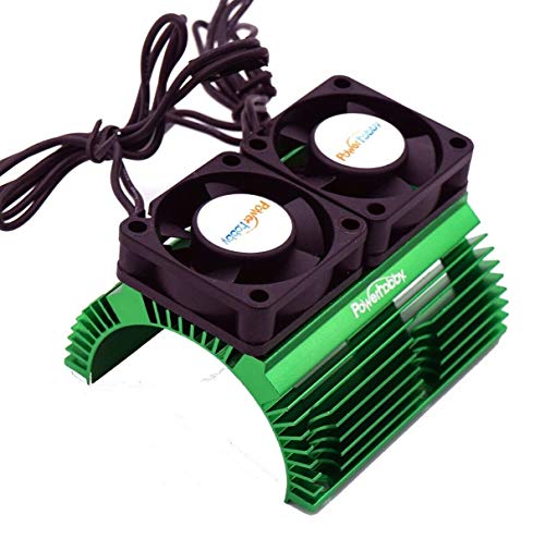 Aluminum Heat Sink with Twin Turbo High Speed Fans for 1/8 Motors (40.8mm Diameter) - RC Vehicles - color: Green