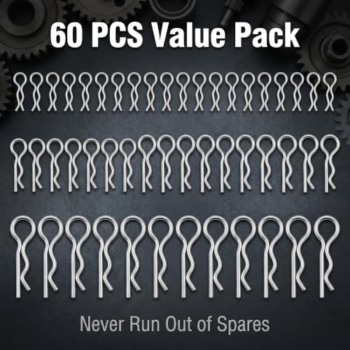 RC car Body Clips, R-Type Clips, and Battery Cover Clips. Suitable for 1/8, 1/10, and 1/18 Scale Model Cars. 60-piece RC car Body R-Type Clip Set,