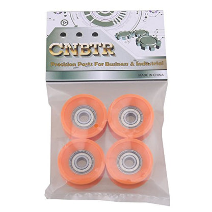 4Pieces 6x30x13mm Plastic Coated Sealed Bearings Steel 606ZZ Deep U Groove Guide Pulley Rail Ball Rolling Bearing Wheel Orange