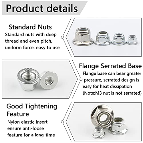 Pack of 4 Nut Driver Wrench Set and 80pcs Hex Flange Nylon Insert Lock Nuts for RC Car Drone Planes Boats Models, 5.5mm 7mm 8mm 10mm Hex Drivers M3 M4 M5 M6 Locking Nuts Repair Tool Kit