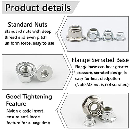 Pack of 4 Nut Driver Wrench Set and 80pcs Hex Flange Nylon Insert Lock Nuts for RC Car Drone Planes Boats Models, 5.5mm 7mm 8mm 10mm Hex Drivers M3 M4 M5 M6 Locking Nuts Repair Tool Kit