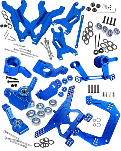 Upgrade Parts for Rustler/Stampede 2WD(VXL), Front/Rear Suspension A-Arms,Steering Blocks,Caster Blocks C-Hubs,Stub Axle Carriers,Shock Towers,Steering Bellcrank,RCarmumb Aluminum RC Hop-Up,Navy Blue - color: Navy Blue(1set)