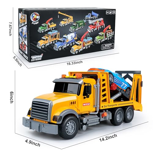 Dwi Dowellin Toy Truck Transport Cars Carrier with Racing Car for Kids Toddlers,Birthday Gifts for Boy Toddler Child 3 4 5 6 Years Old - style: transport truck