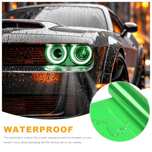 Car Headlight Vinyl Film, 48"×11.8" Self-Adhesive Car Headlight Tint Sticker with Squeegee & Cutter, Waterproof Wrap Film Roll for Vehicle Headlights Taillights Fog Lights (Green) - color: Green