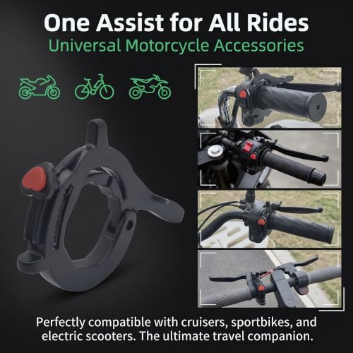 Motorcycle Cruise Control Assist, Handlebar Lock Clamp with Quick Release Button, Anti-Slip Adjustable Throttle Booster, Modification Accessory for Motorcycles E-Bikes Scooters (Black)