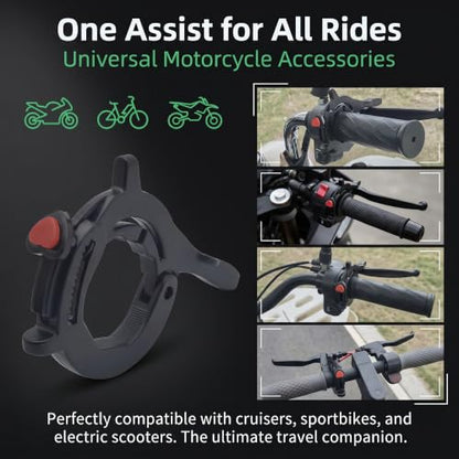 Motorcycle Cruise Control Assist, Handlebar Lock Clamp with Quick Release Button, Anti-Slip Adjustable Throttle Booster, Modification Accessory for Motorcycles E-Bikes Scooters (Black)