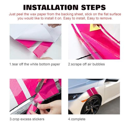 x xotic tech Fender Stripes Hash Marks KK Vinyl Decal Universal for Car Truck Sticker Racing Stripe 11"x23" (Pink) - color: Pink