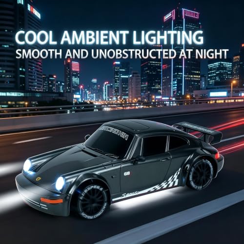RC Drift Car, 1:20 4WD Full-Scale RC car, 20 km/h high-Speed RC car with Lights, Extra Racing Tires, Suitable for Adults and Boys(Gun Gray)