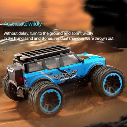 1/20 RC Cars for Adults Fast 55KPH, Electric Brushless Motor Off-Road RC Truck, 4WD Remote Control Car All Terrain, High Waterproof Speed Monster Truck, 3 Batteries(Blue) - color: 3 Batties(blue1)