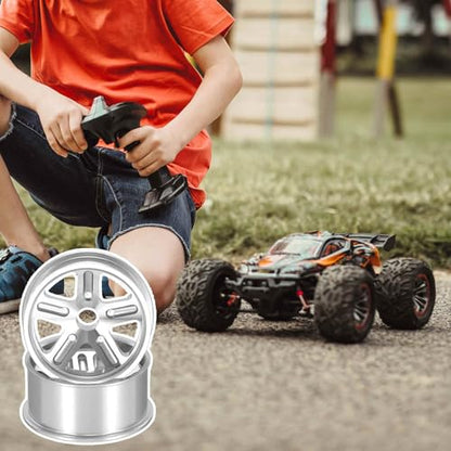 MECCANIXITY 4Pcs RC Car Wheel Rims, 20.5mm Dia 5-Spoke Silver Aluminum Alloy Wheel Rims Hex Hub for HSP RC Drift Racing Touring Car - color: Silver, size: 20.5mm Dia