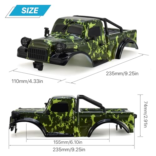RC Truck Pickup Body Shell for 1/18 RC Crawler Car TRX4M Defender Bronco (Camouflage) - color: Camouflage