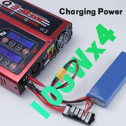 100Wx4/10Ax4 RC LiPo Charger Discharger 4CH Intelligent LiPo Balance Charger for LiPo LiIon LiHV Life NiMH NiCd Pb BatteriesRC CHARGER (CQ3)