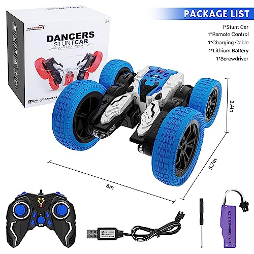 Double Sided RC Car, 4WD Off-Road Stunt Car with 360 Flips, 2.4Ghz Indoor Outdoor All Terrain Rechargeable Electric Toy Car Gift for Boys & Girls Aged 3-12