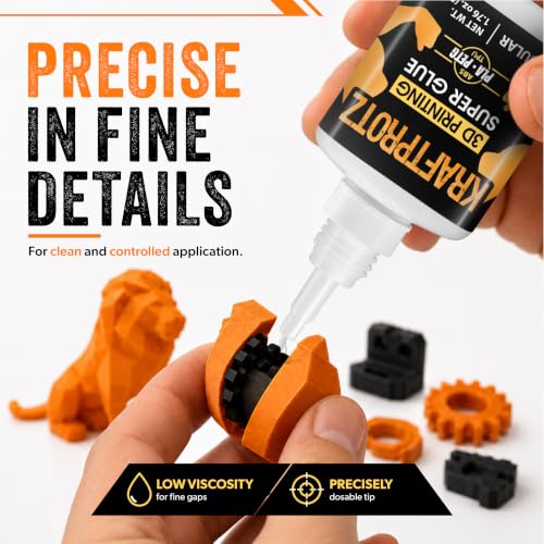 3D Printing Super Glue Liquid 1.75 oz - PLA ABS PETG TPU Instant Adhesive | versatile, precise application, for fine cracks, clear, waterproof, heat resistant, anti-clog cap, filament, PLA ABS PETG TPU - style: LIQUID 1.76 Fl.Oz.