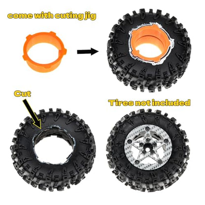1.6" (40.6mm) Super Wheels, Carbon Fibre Beadlock Wheel fit for SCX24 TRX4M FCX24 FCX24M CR18P 1/24 1/18 RC Crawlers Upgrade, Style C, Silver - color: Silver, size: Style C