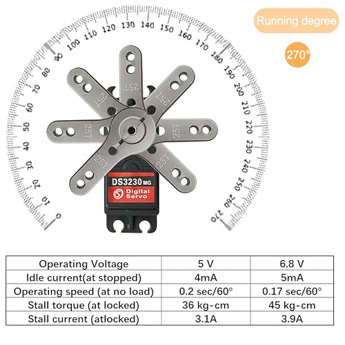 DS3240 40KG Waterproof Full Metal Gear 270 Degree Digital Servo 6V with 25T Servo Arm for 1/8 1/10 RC Car Crawler Truck Mechanical Arm - style: 40kg（270°）