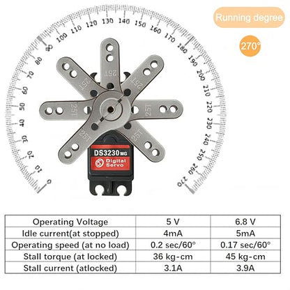 DS3240 40KG Waterproof Full Metal Gear 270 Degree Digital Servo 6V with 25T Servo Arm for 1/8 1/10 RC Car Crawler Truck Mechanical Arm - style: 40kg（270°）