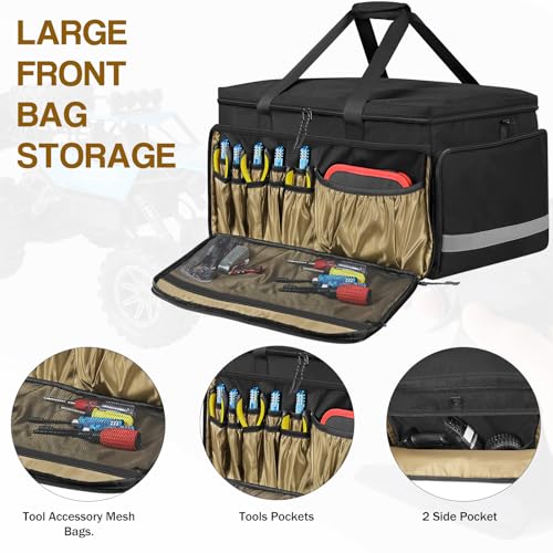 ORKELS Storage Bag for Traxxas RC 1/14, 1/16 & 1/18 Cars, Protective Carry Case with Bottom Clapboard and Multi-Pockets for Tools & Accessories, Black - size: FOR 1/14, 1/16, 1/18 RC Car
