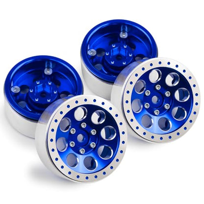 1.3 Beadlock Wheel Rims for SCX24 TRX4M Upgrade 1/24 1/18 RC Crawler Car (Blue) - color: Blue