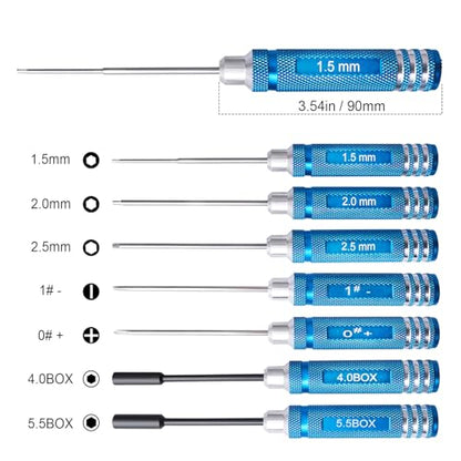 RC Car Tool Kit - Screwdriver Set (Flat/Phillips/Hex/Nut), Screws Kit, Pliers, Wrench, Repair Tools for 1/8 1/10 RC Cars, Compatible with Traxxas Arrma Axial Redcat