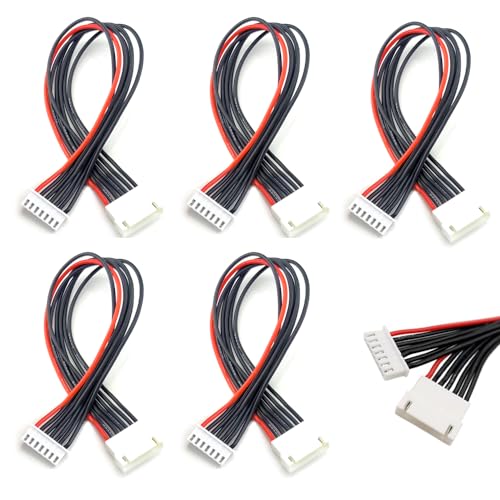 SoloGood JST-XH 6S Balance Plug Extension Lead Wire 22AWG 200mm Battery Balance Plug Cable 5 PCS for LiPo Battery Balance Charging Silicone Wire