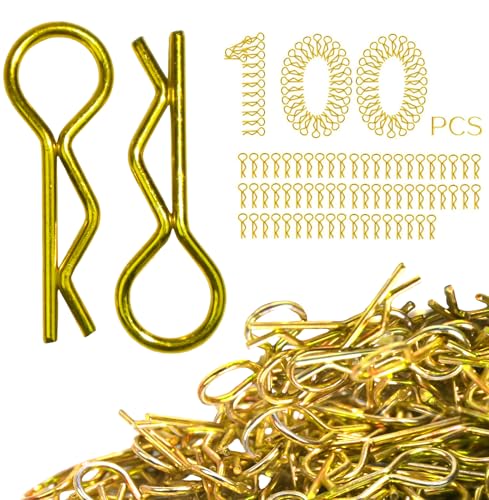 100pcs Universal RC Body Clips Pins - Compatible with Traxxas, Arrma, Redcat, Axial, HPI, HSP, Exceed, Himoto, Losi, RC4WD, Tamiya, Fits 1/8, 1/10, 1/12 Scale RC Cars, Trucks, Crawlers, Buggies - color: Gold