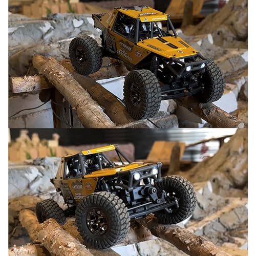 1/24 4x4 UDI RC UCX2405PRO RC Rock Crawler Model Brushless Motor ESC Radio Controlled Off-Road Vehicles RTR Car Battery Hobby Grade Model for Birthday Gift(Yellow) - color: Yellow