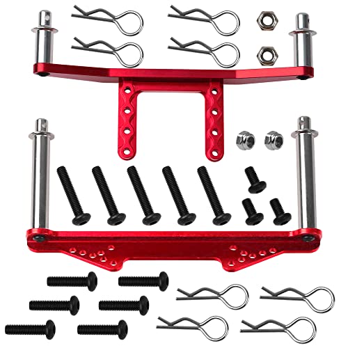 Metal Front & Rear Body Mounts Body Posts Upgrade Parts Compatible with Traxxas Slash 2WD Rustler Stampede VXL 1/10 RC 2WD Car (Red) - color: Red