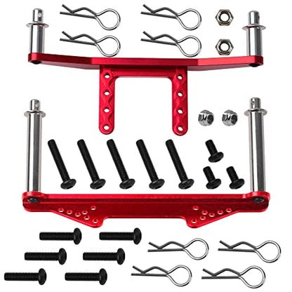 Metal Front & Rear Body Mounts Body Posts Upgrade Parts Compatible with Traxxas Slash 2WD Rustler Stampede VXL 1/10 RC 2WD Car (Red) - color: Red