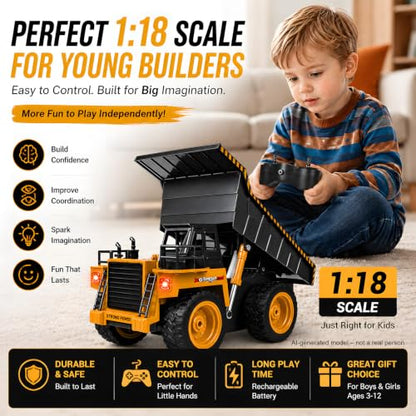 Remote Control Dump Truck RC Truck Construction Vehicle Truck Toys with Rechargeable Battery for Toddlers Kids Boys and Girls - style: Dump Truck