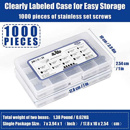 1000pcs Metric + SAE Set Screw Assortment Kit, Internal Hex Drive Cup-Point Allen Screws Set 12.9 Class Alloy Steel Grub Screw (M3-M8, 1/8"-40 to 5/16"-18) - color: Black Set Screws 1000PCS