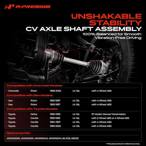 A-Premium Front Right Passenger Side CV Axle Shaft Assembly | Compatible with Toyota Celica 1990-1993, Corolla 1993-2002 & Chevrolet Prizm 1998-2002 & Geo Prizm 1993-1997 - style: Front Passenger Side