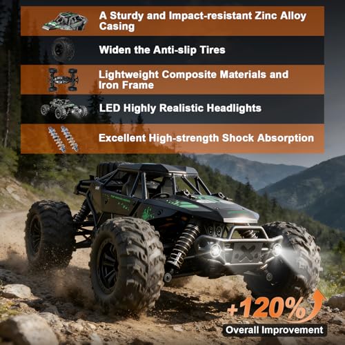 Fast Remote Control Car, RC Cars 1:16 4WD High Speed Motor | for Adults 30+KPH 2.4GHz Remote Control with No Delay Off Road RC Truck All Terrains RC Cars for Professional Enthusiast